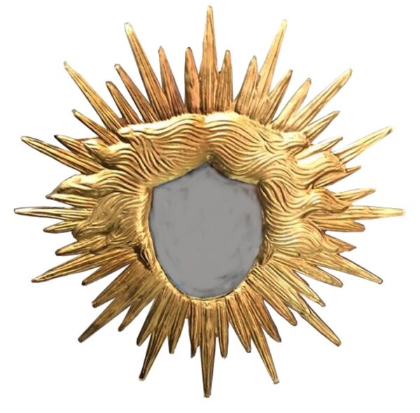 "Sun mask" metal mirror wall sconce